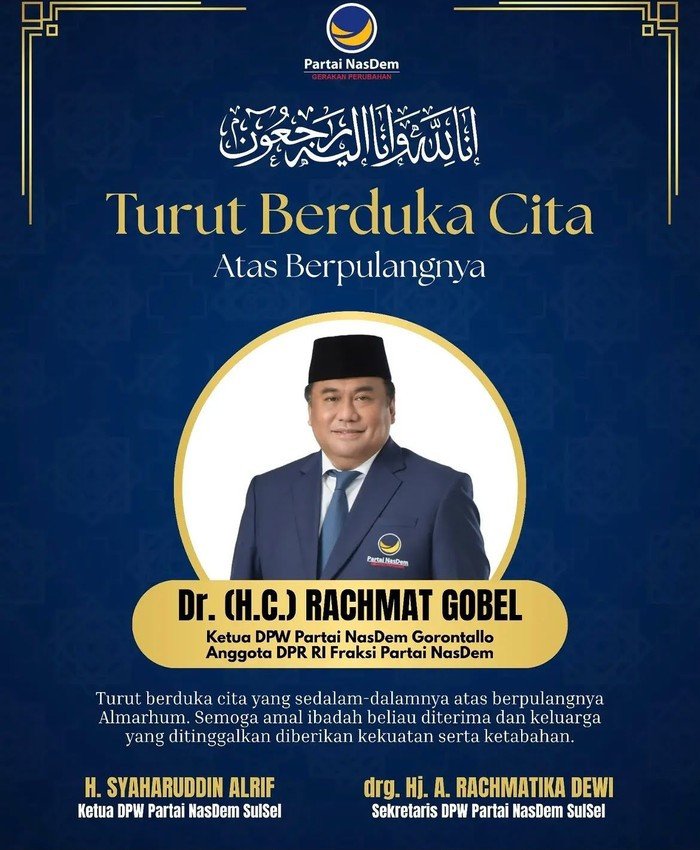 Kabar Duka, Anggota DPR Rachmat Gobel Meninggal Dunia